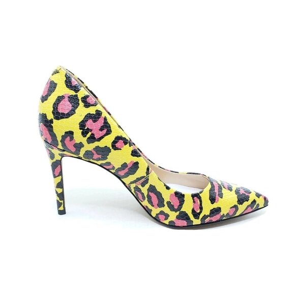 Vince Camuto Treesha Womens Pumps Yellow Pink Leopard Snake Print Size 5.5M - Picture 2 of 9